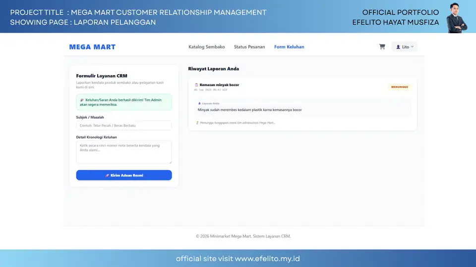 Dokumentasi Mega Mart Customer Relationship Management 6