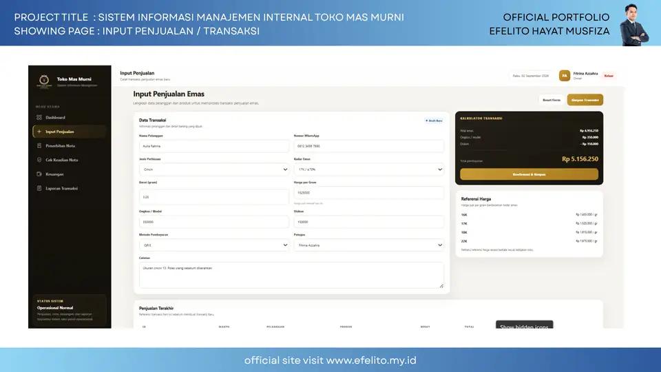 Dokumentasi Sistem Informasi Manajemen Internal Toko Mas Murni 4