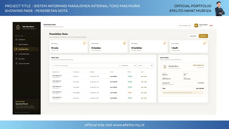 Dokumentasi Sistem Informasi Manajemen Internal Toko Mas Murni 6
