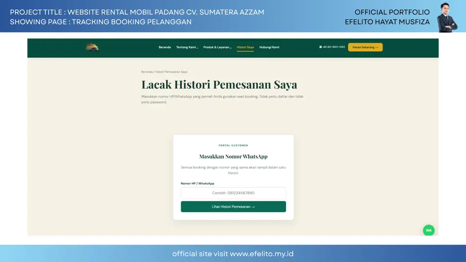 Dokumentasi Website Rental Mobil Padang CV. Sumatera Azzam 12