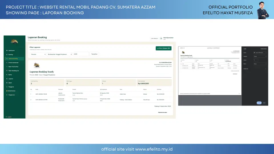 Dokumentasi Website Rental Mobil Padang CV. Sumatera Azzam 15