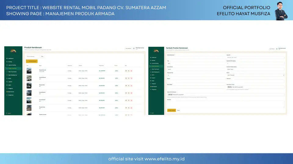 Dokumentasi Website Rental Mobil Padang CV. Sumatera Azzam 16