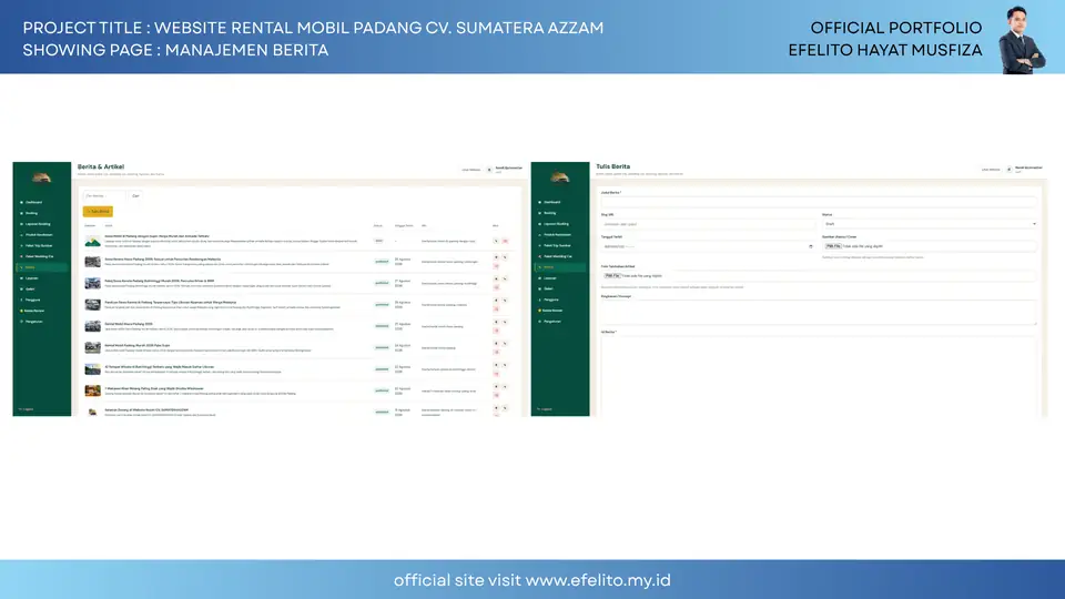 Dokumentasi Website Rental Mobil Padang CV. Sumatera Azzam 19