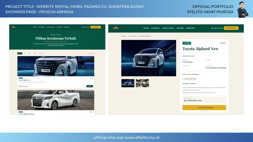 Dokumentasi Website Rental Mobil Padang CV. Sumatera Azzam 7